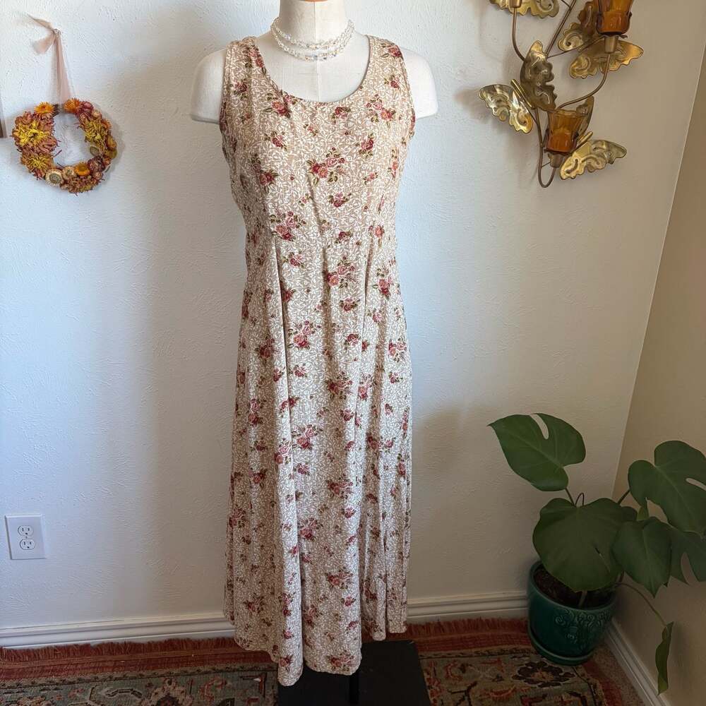 Rabbit Rabbit Designs Vintage Floral Print Sleeveless Maxi Dress M